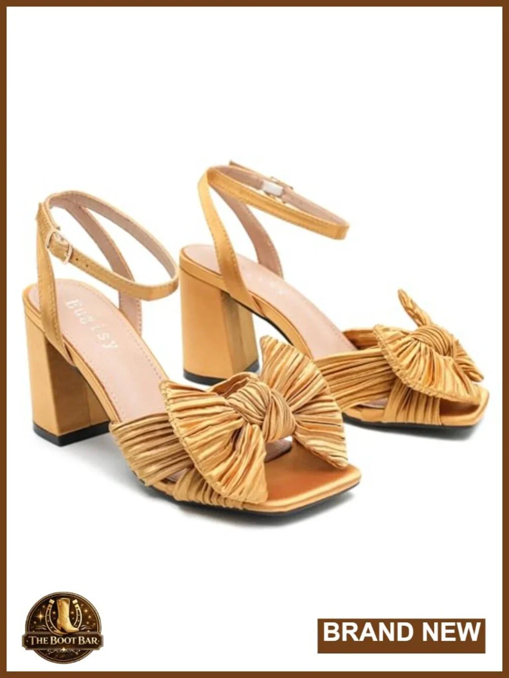 Women's Bow Knot Heeled Sandals Open Toe Chunky High Heels Wedding Bridal Party